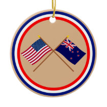 US and New Zealand Crossed Flags