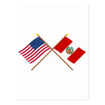 US and Peru Crossed Flags Postcard