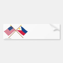 US and Philippines Crossed Flags Bumper Sticker