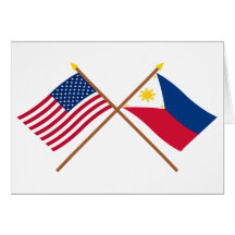 US and Philippines Crossed Flags Cards