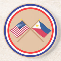 US and Philippines Crossed Flags Coasters