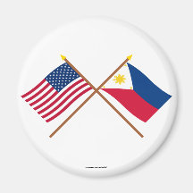 US and Philippines Crossed Flags Fridge Magnet