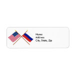 US and Russia Crossed Flags Custom Return Address Label