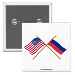 US and Russia Crossed Flags Pinback Buttons