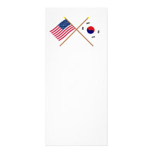 US and South Korea Crossed Flags Rack Card Design