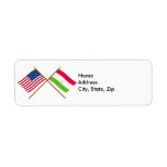 US and Tajikistan Crossed Flags Return Address Label