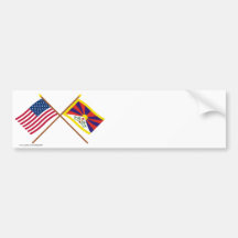 US and Tibet Crossed Flags Bumper Sticker