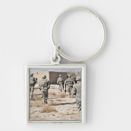 US Army soldiers respond to a small arms attack Keychains