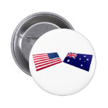 US & Australia Flags Pinback Buttons