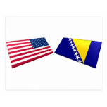 US & Bosnia and Herzegovina Flags Postcard