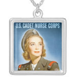 US Cadet Nurse Square Sterling Silver Necklace