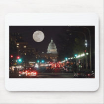 US Capitol Building at night with full moon Mouse Pads