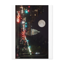 US Capitol Building at night with full moon Postcard