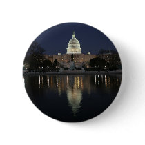 US Capitol Building Night Pinback Button