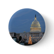 US Capitol celebrating Christmas photo Pinback Buttons