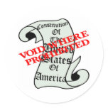 US Constitution Void Where Prohibited Round Sticker