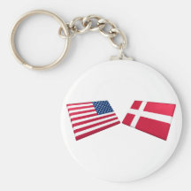 US & Denmark Flags Keychains