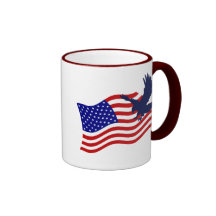 US FLAG AND EAGLE MUG