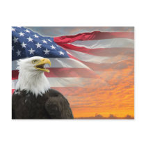 US Flag Eagle Fiery Sunrise Postcard