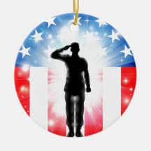 US flag military armed forces soldier silhouette Ornament