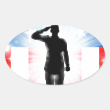 US flag military armed forces soldier silhouette Oval Sticker