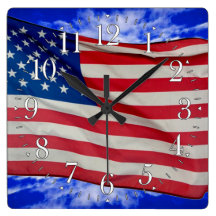US Flag & Sky Proud Patriotic Wall Clock