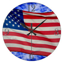US Flag & Sky Proud Patriotic Wall Clock