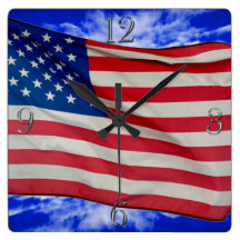 US Flag & Sky Proud Patriotic Wall Clock