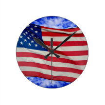 US Flag & Sky Proud Patriotic Wall Clock