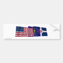 US, Indiana and Indianapolis Flags Bumper Stickers