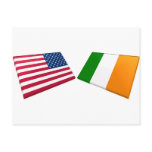 US & Ireland Flags Postcard