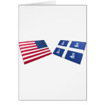 US & Martinique Flags Greeting Card
