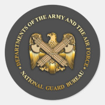 US National Guard Bureau Round Stickers