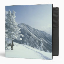 US, NH, Snow covered trees Trails Snoeshoe Vinyl Binders