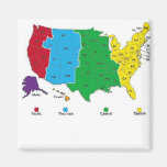 US Time Zones Fridge Magnets