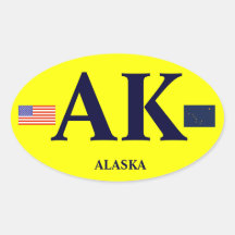 USA- Alask Euro Style Bumper Oval Bumper Sticker