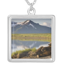 USA, Alaska, Katmai National Park, Brown Bears 2 Personalized Necklace