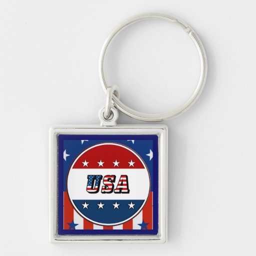 USA - American Flag and Stars in Circle #2 Key Chains