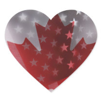 USA and Canada flags heart stickers