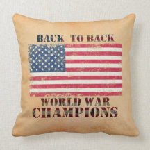 USA, Back to Back World War Champions Throw Pillow