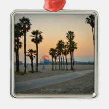 USA, California, Santa Monica Pier at sunset Ornament