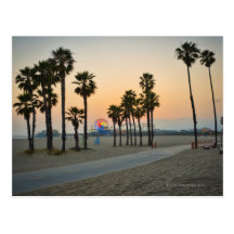 USA, California, Santa Monica Pier at sunset Postcard