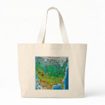 USA Cartoon Map Canvas Bag