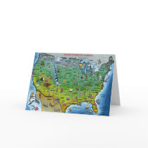 USA Cartoon Map Greeting Cards