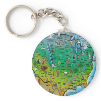 USA Cartoon Map Keychain