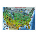 USA Cartoon Map Post Card