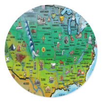 USA Cartoon Map Sticker