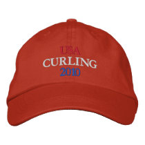 USA CURLING 2010 EMBROIDERED BASEBALL CAPS