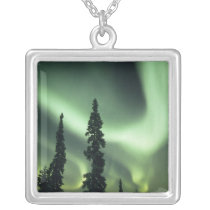 USA, Fairbanks area, Central Alaska, Aurora 2 Personalized Necklace