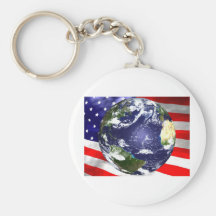 USA Flag and Earth Key Chains